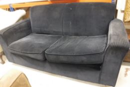 A modern Heals three seat sofa in blue corduroy