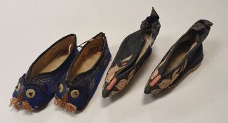 WITHDRAWN A collection of six pairs of Chinese silk childrens' shoes / slippers