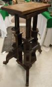 A Victorian adjustable stand with Patent ratchet dual action mechanism raised on tripod base
