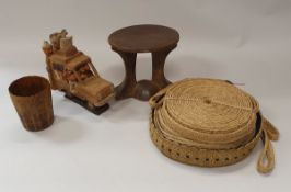 A Dinka carved wooden head rest (traded on Sudan/Kenya frontier circa 1980),