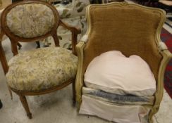 A collection of chairs comprising a tub chair in the Louis XV style,