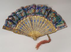 A 19th Century gilt metal mandarin fan,
