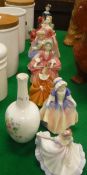 A collection of Royal Doulton figurines including "Cherie" HN2341, "Lydia" HN1908, "Debbie" HN2400,