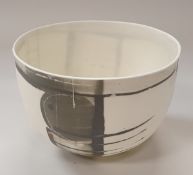 ANNE BUTLER (Contemporary) - a transparent Parian ware bowl decorated with poured grey slips,