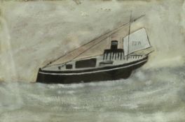 MAX WILDMAN (AFTER ALFRED WALLIS) "Trawler at Sea", oil on board,