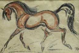 TERRY KIRKWOOD "Horse Study", watercolour on handmade paper,