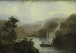 LATE 18TH / EARLY 19TH CENTURY CONTINENTAL SCHOOL "Lake Landscape with Hills Rising in Background,