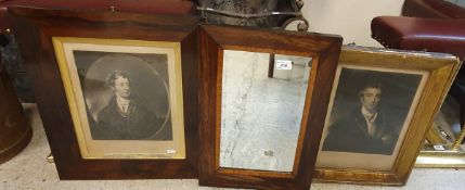 A 19th Century rosewood frame wall mirror,