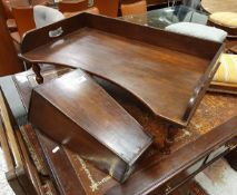 A 19th Century oak candle box, a mahogany bed tray,