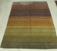 An Iranian "Gabbi" rug with purple, yellow and green stripes,