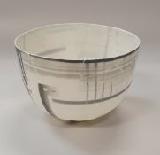 ANNE BUTLER (Contemporary) - a transparent Parian ware bowl decorated with poured grey slips,