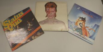 Two boxes of various LP records including David Bowie "Aladdin Sane", Status Quo (x19),