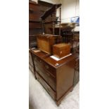 A collection of furniture comprising a mahogany square front chest of four long drawers, Canterbury,