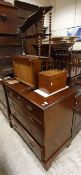 A collection of furniture comprising a mahogany square front chest of four long drawers, Canterbury,