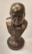 A bronze bust of Winston S Churchill