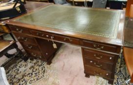 A mahogany double pedestal desk in the Georgian style,