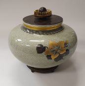 A 1920's Danish crackleware and floral decorated vase by Knud Andersen for Copenhagen, No'd.