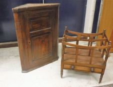 A Victorian mahogany two section Canterbury together with a 19th Century oak corner cupboard