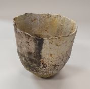 RACHEL WOOD (Contemporary) - a hand-built stoneware vessel with textured glazes,