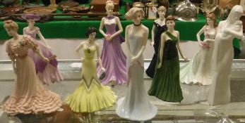 A collection of Coalport figurines to include "Diana", "Hilary", "Jayne", "Society Reception",