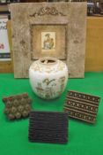 A 19th Century Chinese famille rose ginger jar decorated with various household objects together