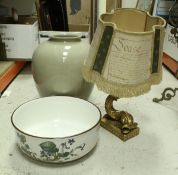A box containing assorted chinaware and sundries to include a Villeroy & Boch bowl,
