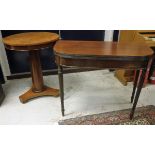 A 19th Century mahogany fold over card table on reeded tapering legs together with a Victorian