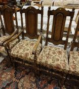 A set of ten modern solid oak dining chairs with upholstered seats in the 18th Century style (8+ 2)