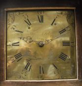 An oak cased long case clock, the thirty hour movement with square brass dial,