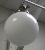 An Art Deco style ceiling light with plain milk glass globe CONDITION REPORTS