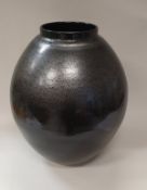 ALBERT MONTSERRAT (Contemporary) - a large porcelain jar with a black stoneware glaze,