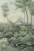 HENRY CHANTRY (1881-1962) "Rural French landscape", watercolour study,