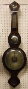 An early 19th Century rosewood cased banjo barometer thermometer