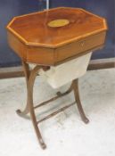 A 19th Century mahogany and inlaid sewing table together with an 19th Century mahogany topped