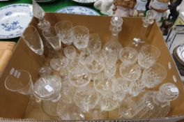 Five various cut glass decanters,