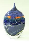 PETER LAYTON (London Glassblowing) A contemporary studio glass dropper vase, decorated with orange,