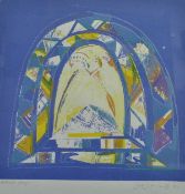 AFTER GEOFF JOHNSON a lithographic print depicting a multi-coloured archway, artist's proof,