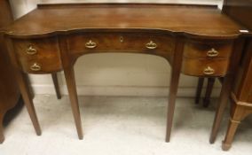 An Edwardian mahogany and satinwood strung rosewood cross banded dressing table,