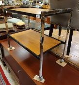 A Howard Miller mid 20th Century chrome and teak two tier drinks' trolley / tea trolley