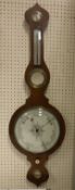 A 19th Century mahogany framed banjo barometer with alcohol thermometer