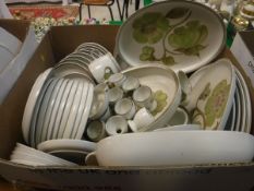 Two boxes of Denby Troubadour pattern dinner and tea wares various plus a further box of mixed