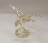 A glass car mascot in the form of a stylised eagle possibly by Steuben