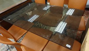 A 1960's Pieff Lisse chrome A frame trestle style desk table with smoke glass top