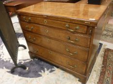 A burr oak veneered and cross banded batchelor chest,