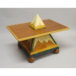 A Horus type coffee table of pyramid design,