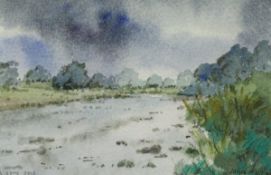 JAMES NAIRNE "River Spey at Pityoulish Aviemore July 2013", watercolour, signed lower right,