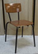 A set of six military/MOD vintage metal framed chairs with panelled seats and backs each stamped to