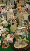 A collection of various Beatrix Potter and other figures including Beswick ware "Mitten",