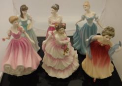 A collection of Doulton figurines including "Stephanie" HN4461, "Isabel" HN4458, "Camilla" HN4220,