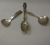 An Allan Adler mid 20th Century American sterling silver spoon in the Art Deco manner initialled